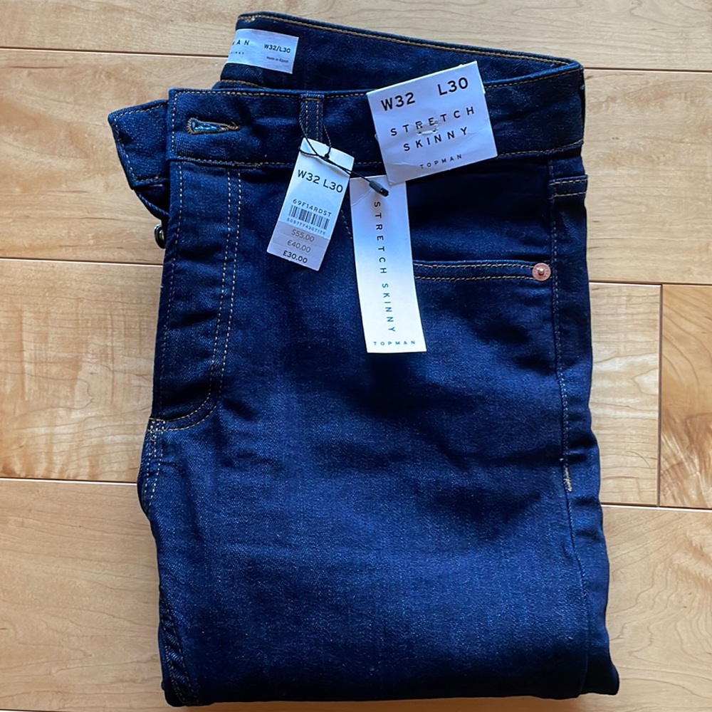 Top man stretch skinny jeans blue W 32 L 30